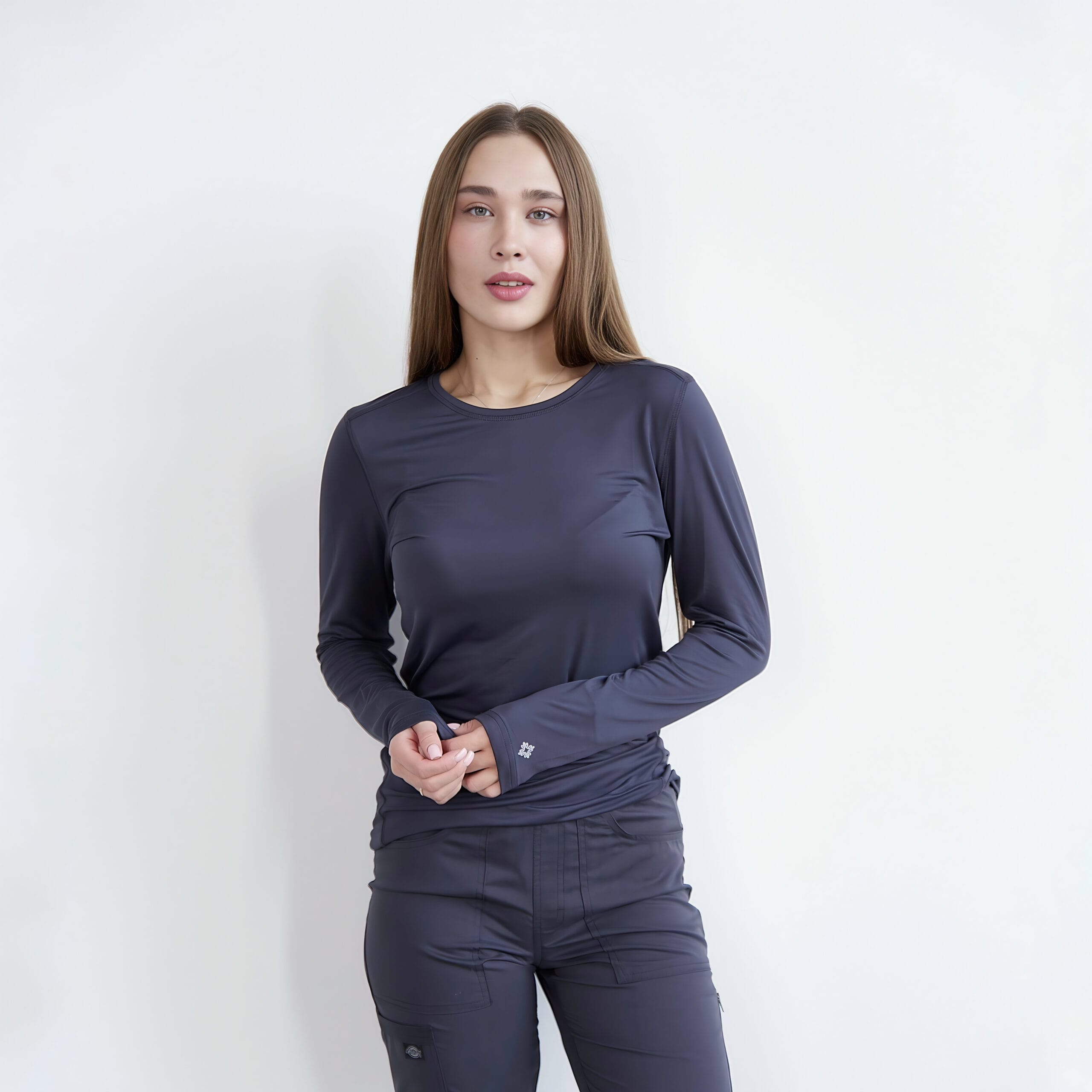 IMG_8720 Лонгслив медицинский женский Med Couture серый — изображение 1